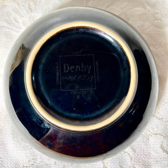 DENBY-Langley England Black Pepper - Coupe Cereal Bowl, White Inside, Stoneware - Picture 3 of 3